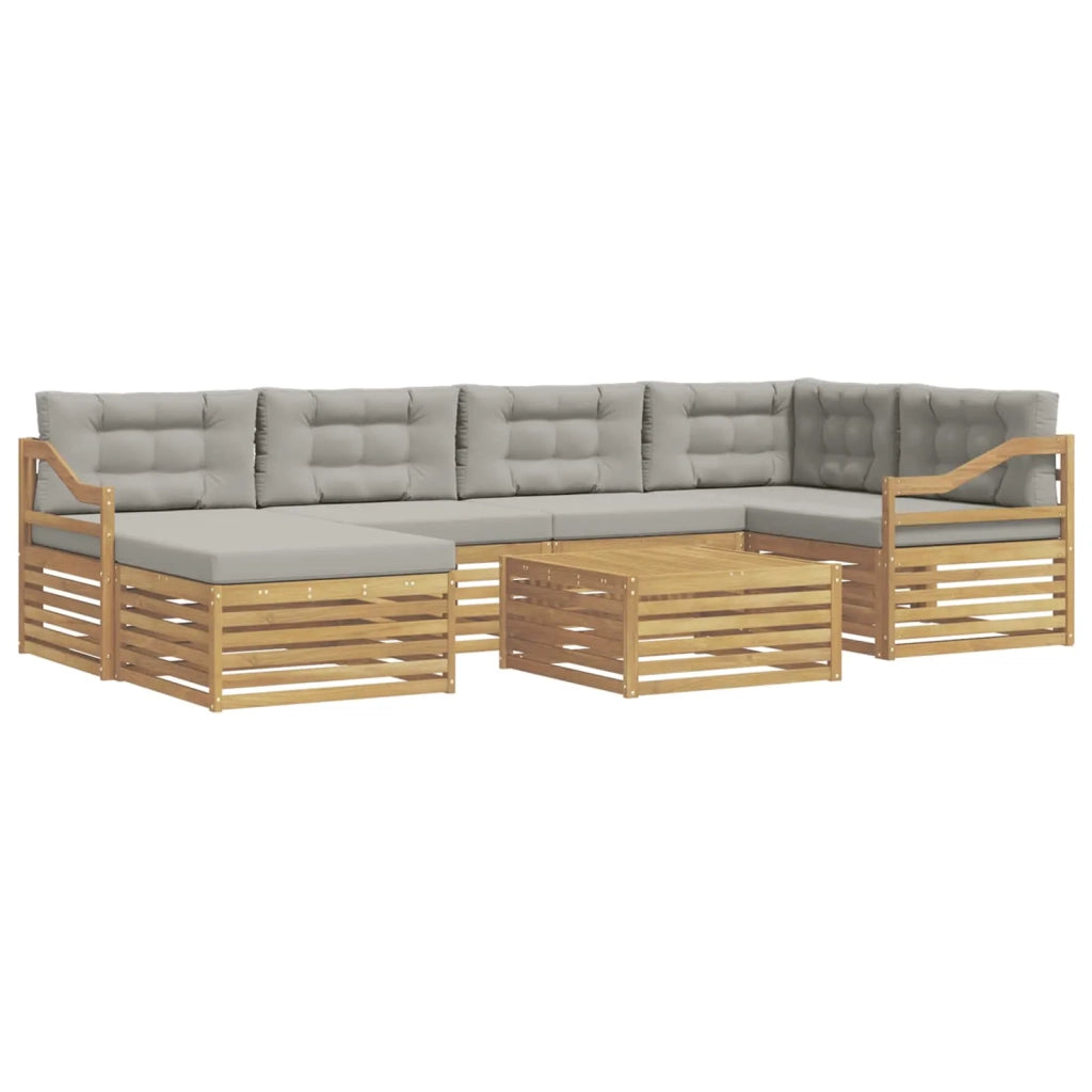 Set di divani da esterno 7 pz Bianco e Grigio Chiaro 3390821