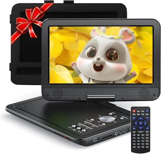 Dvd Speler Portatile Con 10,5" Schermo Tactile HD Per Auto Con Caricatore Auto E Funzione Riproduzione Memoria Sostiene 4-6 Ore Di Riproduzione E Sincronizzazione TV