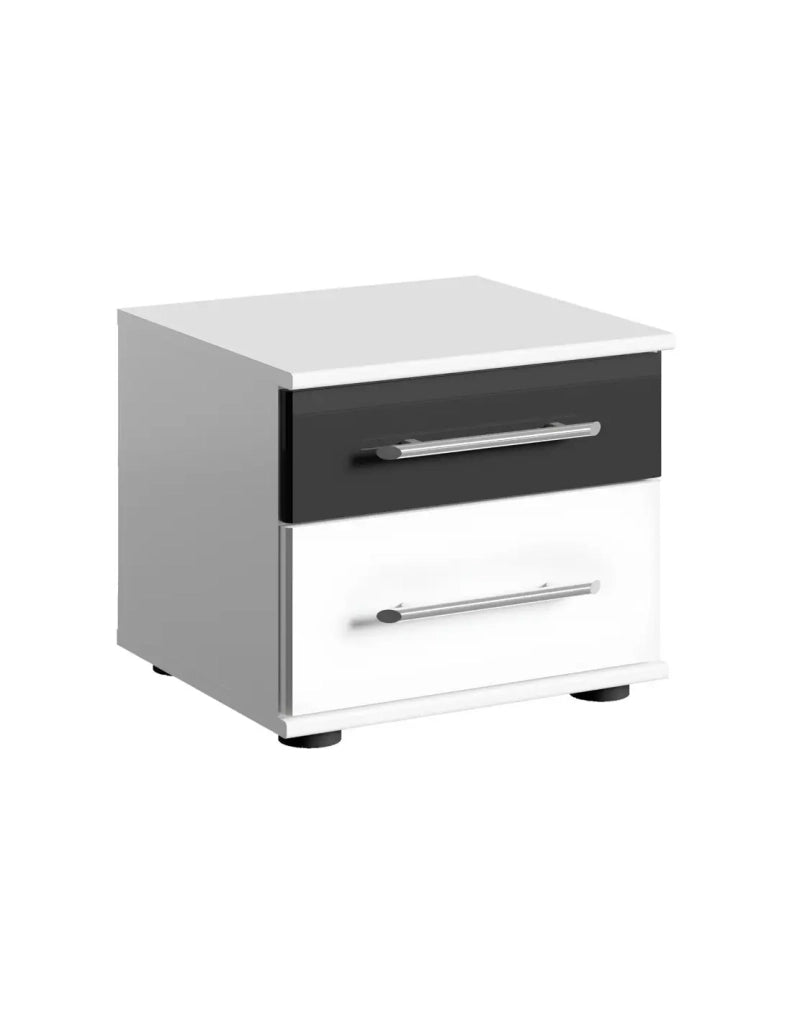 Set di 2 comodini DUBLIN Bianco alpino e nero lucido