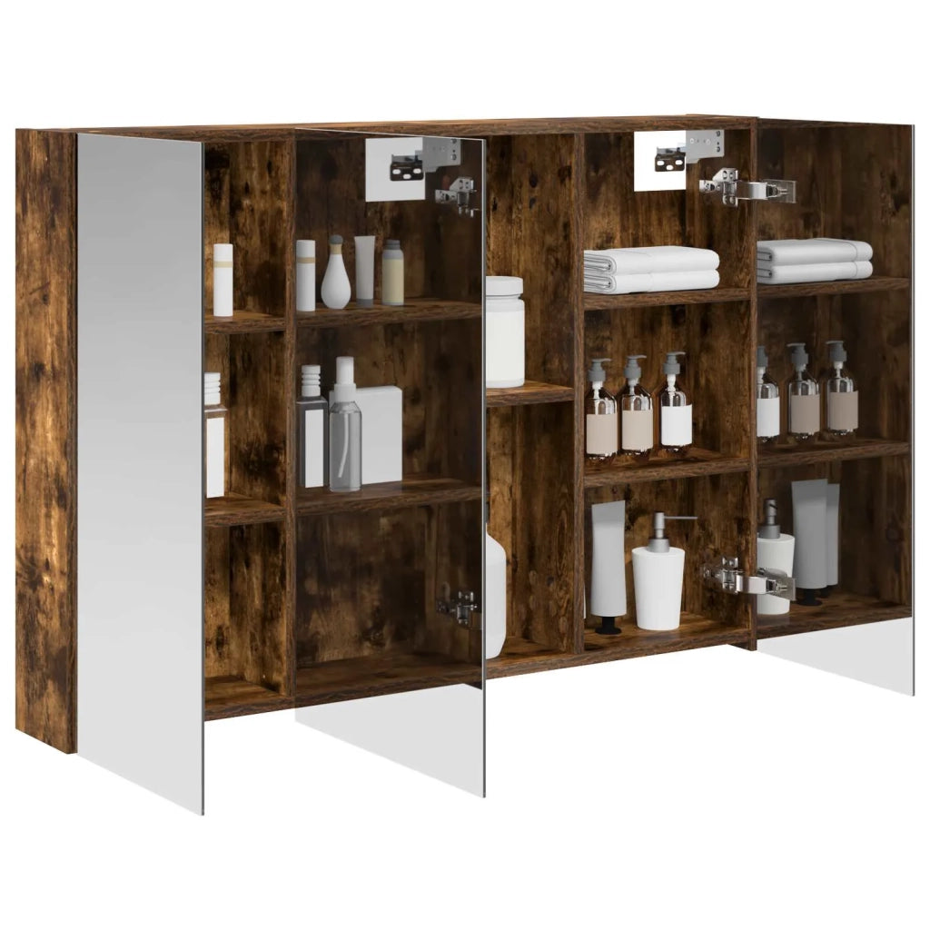 Mobiletto per specchio da bagno Rovere fumé 100 x 14,5 x 70 cm 889123