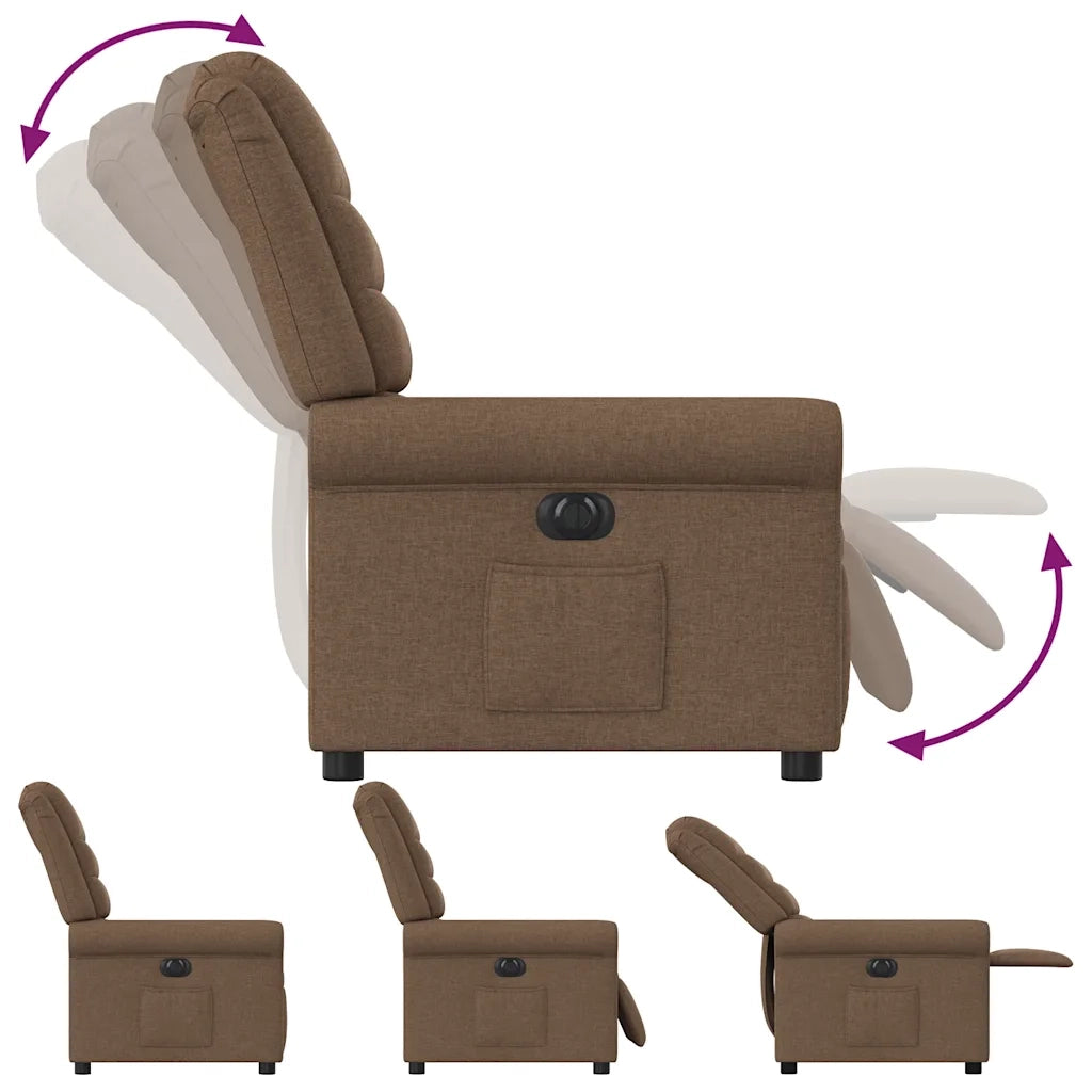 Poltrona | Sedia Relax Elettrica Reclinabile Marrone in Tessuto