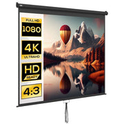 TELO PROIETTORE 120" REGOLABILE CON MONTAGGIO A SOFFITTO E PARETE, FORMATO 4:3, 244X183CM, BIANCO E NERO