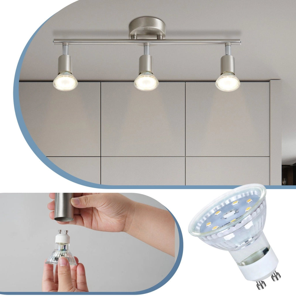 ZMH Faretto da soffitto acciaio inox 3 luci GU10 rotativi 330° moderni per corridoi salotto camera senza lampadina