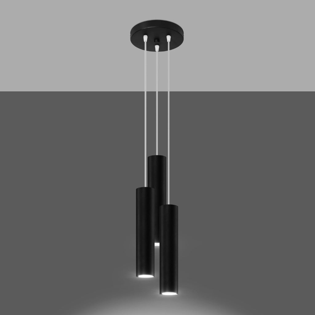 Lampada a sospensione Ocean Green Lagos a 3 luci in acciaio nero 20x110 cm IP20