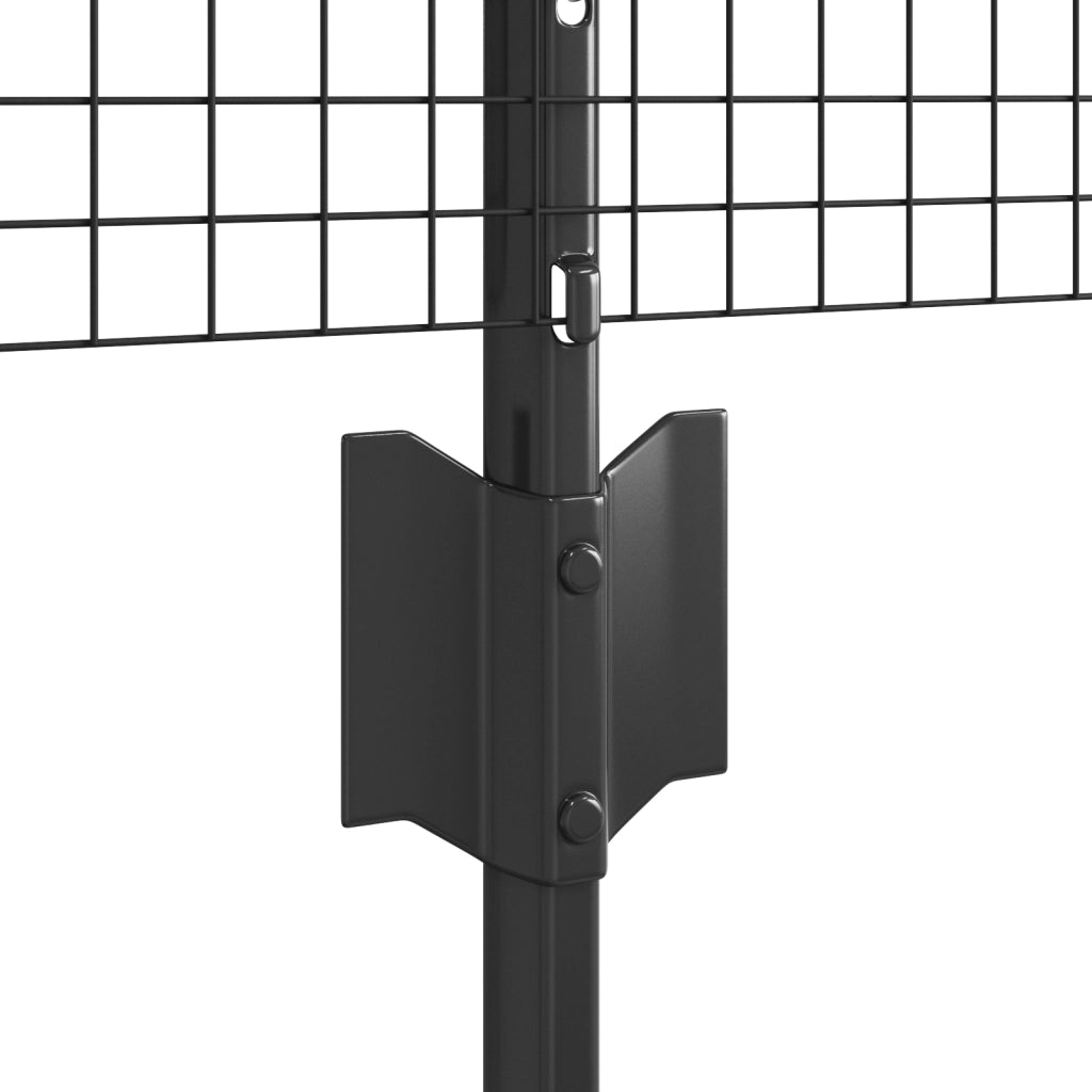 Recinzione in Rete Saldato con 5 Pali U Grigio 0,8x10 m Acciaio