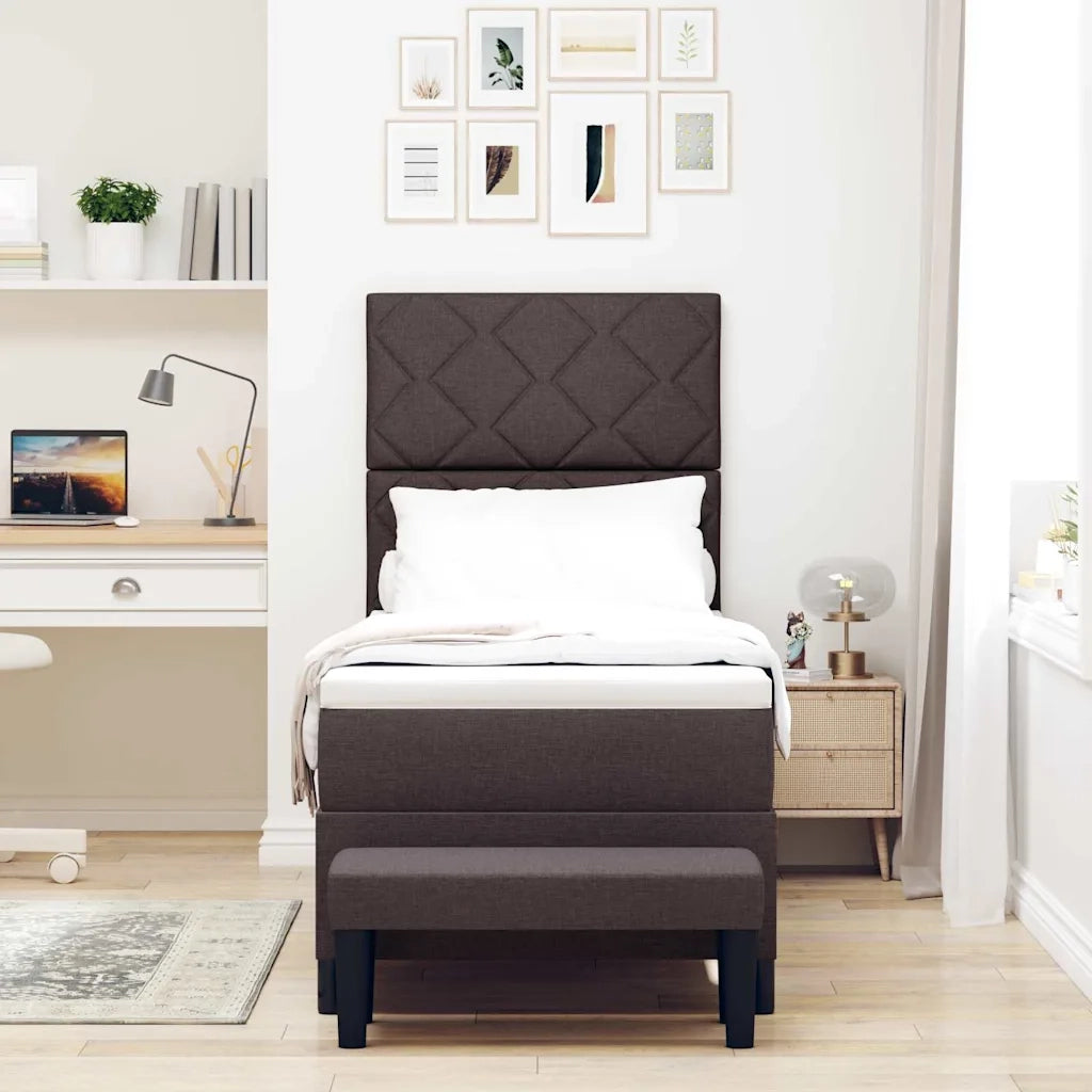 Letto a molle con testiera Marrone Scuro 80 x 200 cm Tessuto 3344103