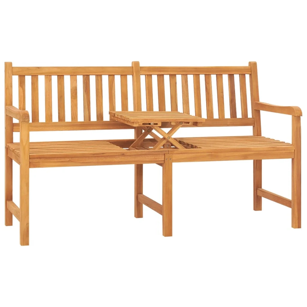 Panca da giardino mobili da esterno per patio panca da terrazza a 3 posti con tavolo 150 x 62,5 x 90 cm legno massello di teak 02_0011317