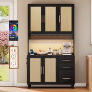 MADIA 183 cm con LED, 3 cassetti, MDF, nera