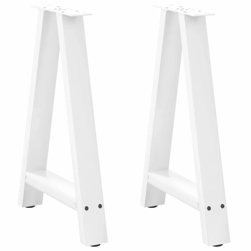 Gambe per tavolo da pranzo a forma di A 2 pz bianche 50x(72-73) cm in acciaio