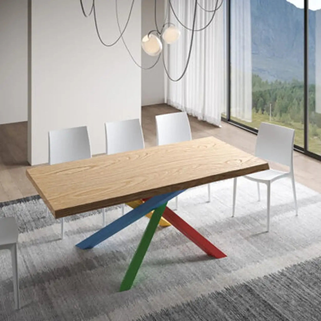 Tavolo fisso 180x90 cm Versalux rovere scortecciato gambe multicolore 4/C