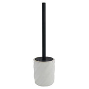 Trade Shop - Portascopino Arredo Da Bagno Wc Rigato Obbliquo Bianco Con Scopino Completo 87801 -