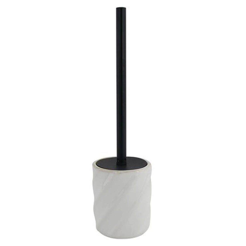 Trade Shop - Portascopino Arredo Da Bagno Wc Rigato Obbliquo Bianco Con Scopino Completo 87801 -