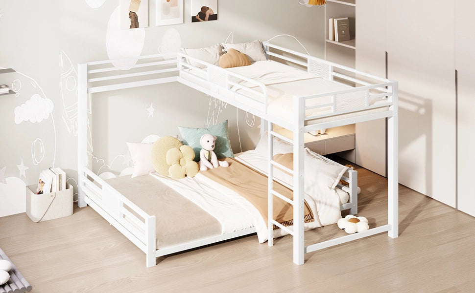 LETTO A CASTELLO A L 140x200 cm in metallo bianco