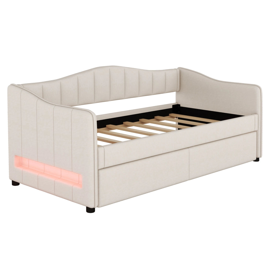 Tagesbett con letto estraibile lino 90x200 cm