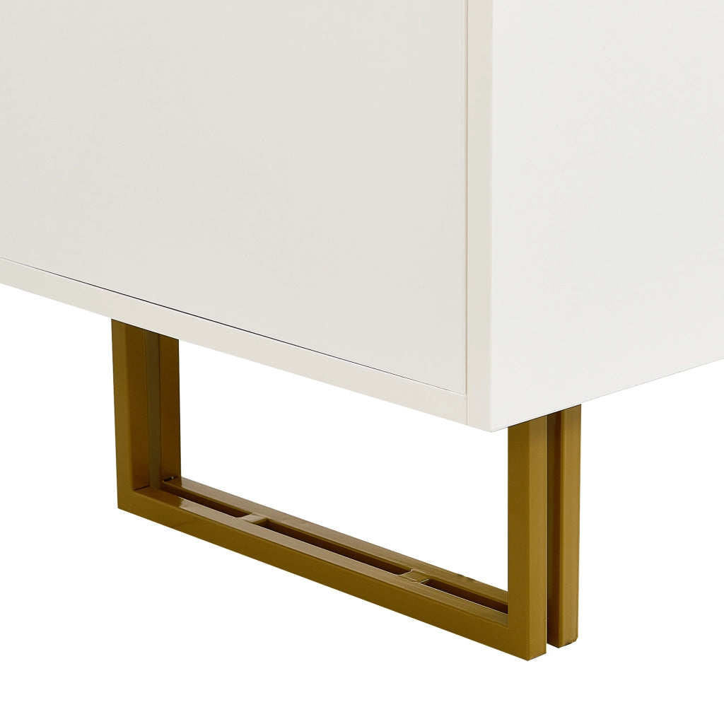 Credenza 160x40x81.5 cm con 3 cassetti e 2 ante in MDF bianco