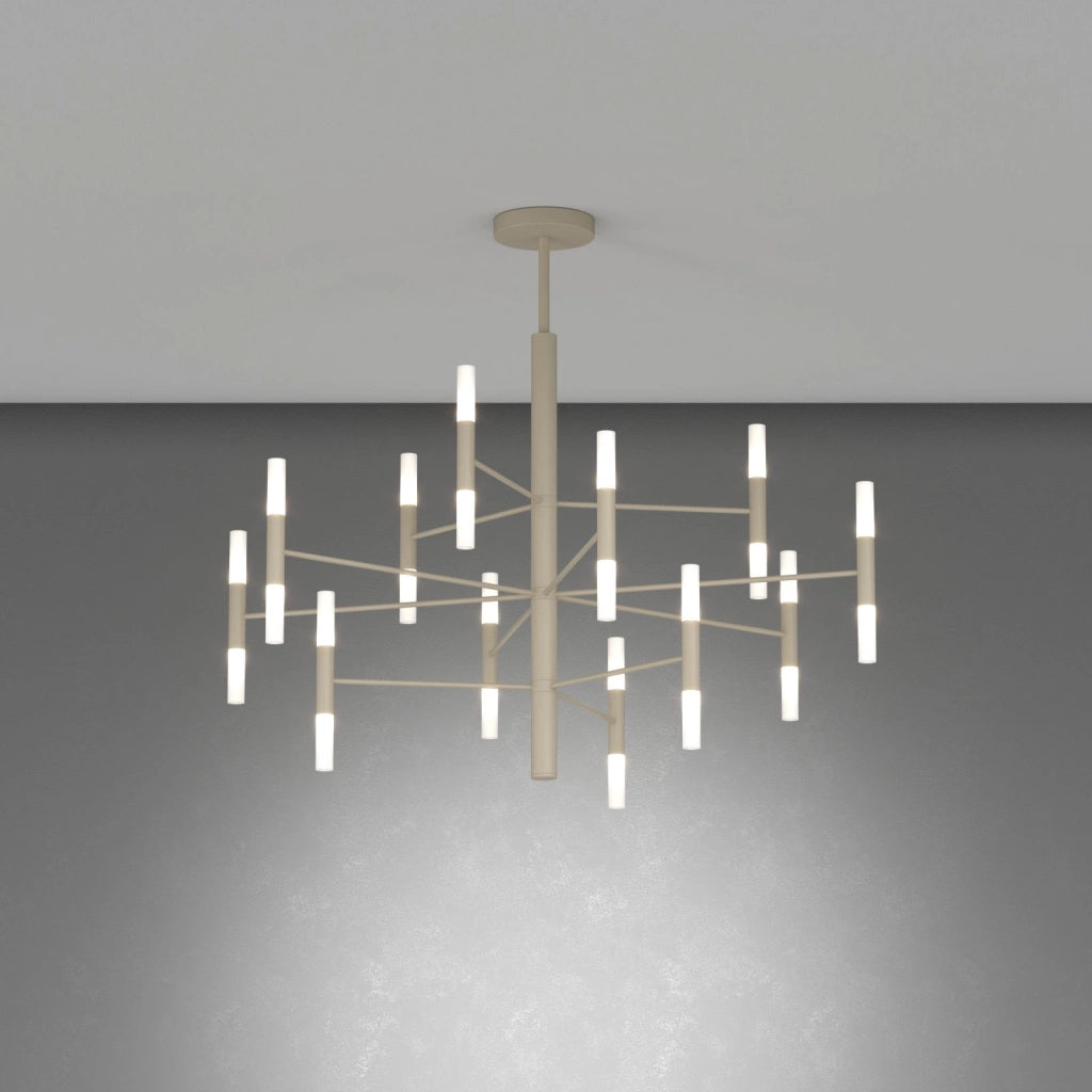 SPACE LAMPADARIO DA SOFFITTO 24 LUCI ATTACCO G9 SABBIA CON VETRI SATINATI