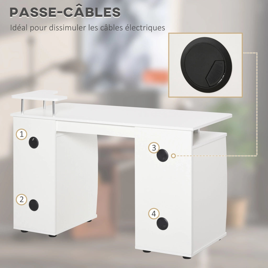 Scrivania per computer con cassetti ¨C zephmum ¨C 120x55x85 cm bianco legno