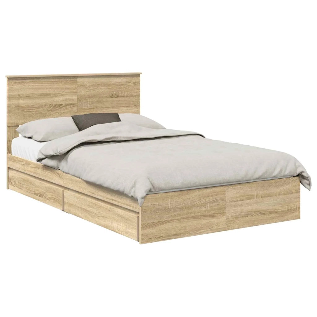 Letto con Contenitore con testiera Rovere Sonoma 120 x 200 cm