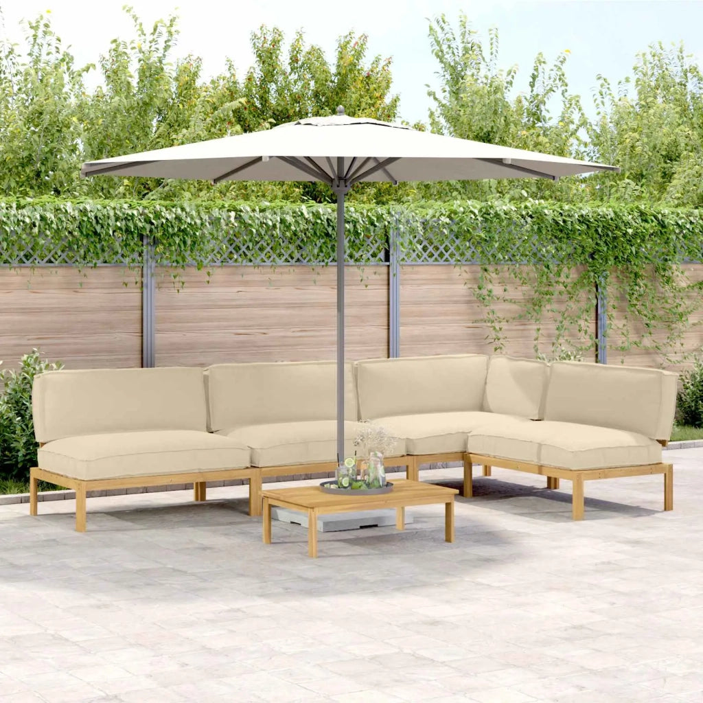 Set di divani con cuscino 5 pcs Beige Legno di Acacia Massello 3418347