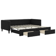 Divano letto | Sof¨¤ letto | Letto singolo Estraibile con Cassetti Nero 90x190 cm in Tessuto