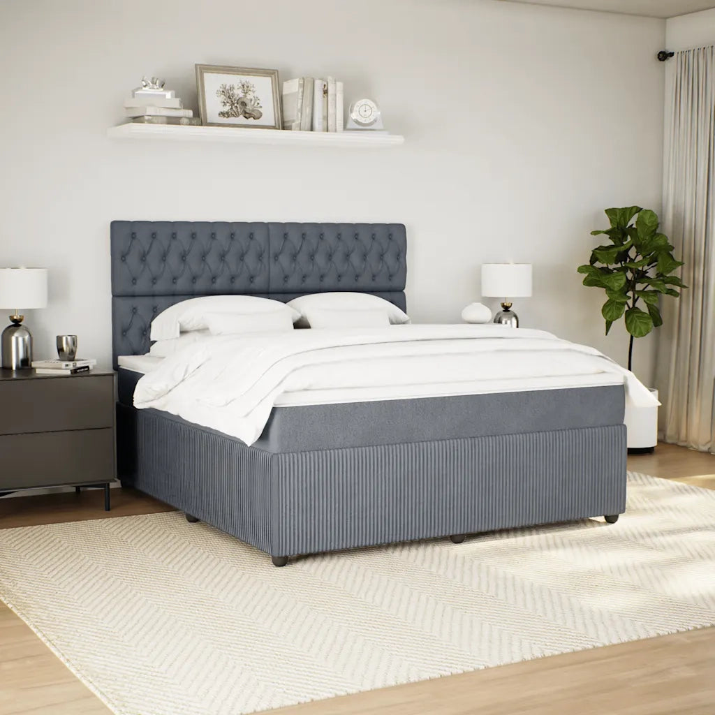 Giroletto a Molle con Materasso Grigio Scuro 180x200 cm Velluto