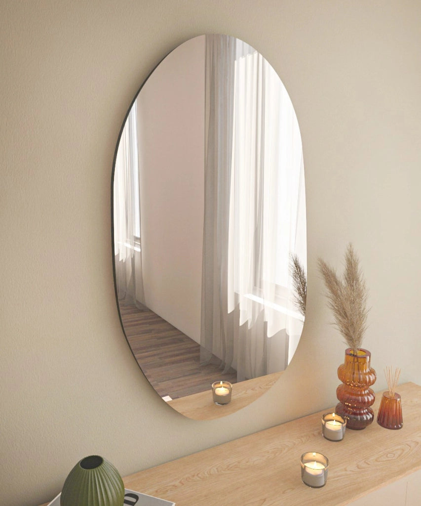Specchio in legno "Vanomi" - 52 x 89 cm - Nero