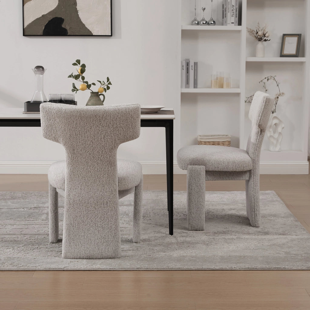 Poltrona Accent Senza Braccioli in Tessuto Chenille ¨C Xylo ¨C Beige, Gambe in Legno