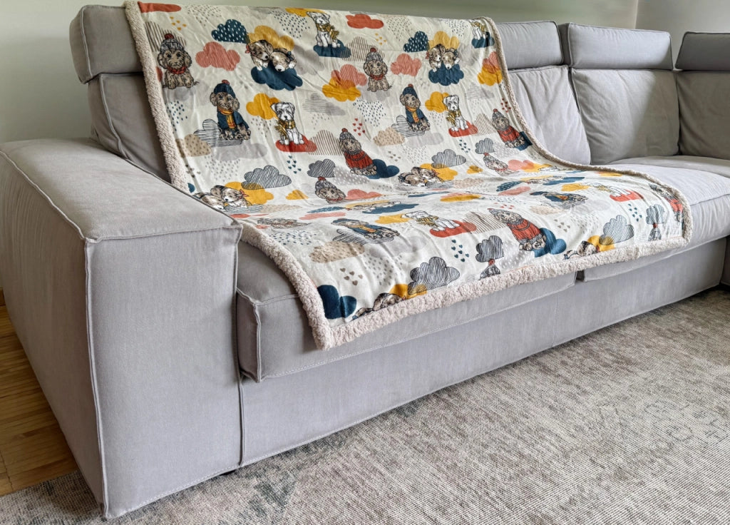 Plaid Morbido Stampato Coperta Calda Inverno Sherpa Disegno Cani Smemorati - Matrimoniale - Cani