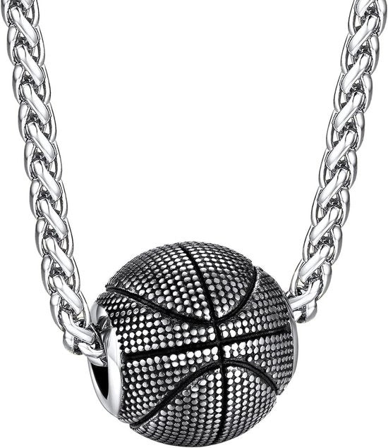 Sportcatena con hanger per calcio/pallacanestro/pallavolo/rugby in acciaio inossidabile/oro/nero - 55 + 5 cm - accessori sportivi per uomini e donne (scatola regalo)