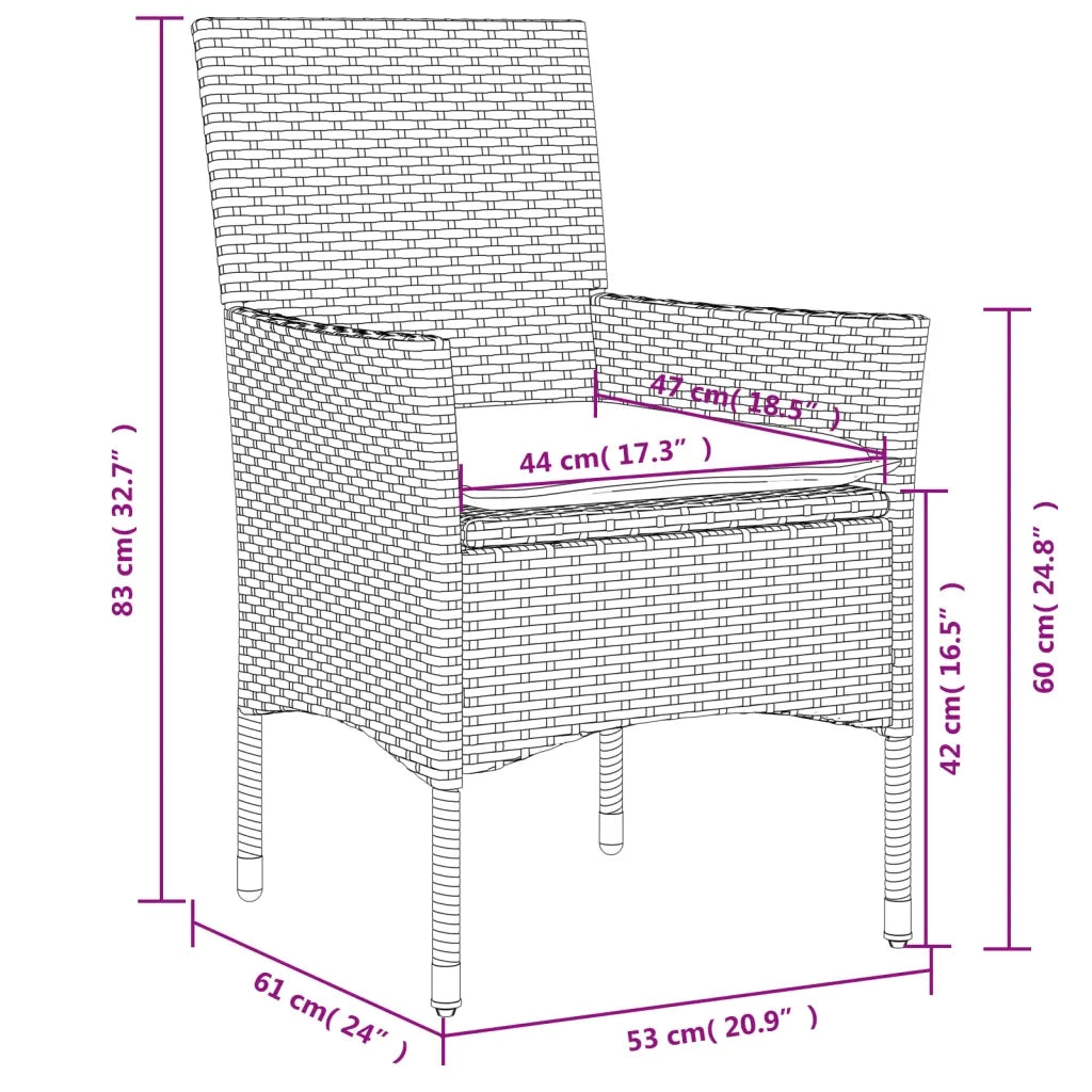 Set da Pranzo da Giardino 5 pz | Set Salotto da Giardino con Cuscini Polyrattan e Vetro