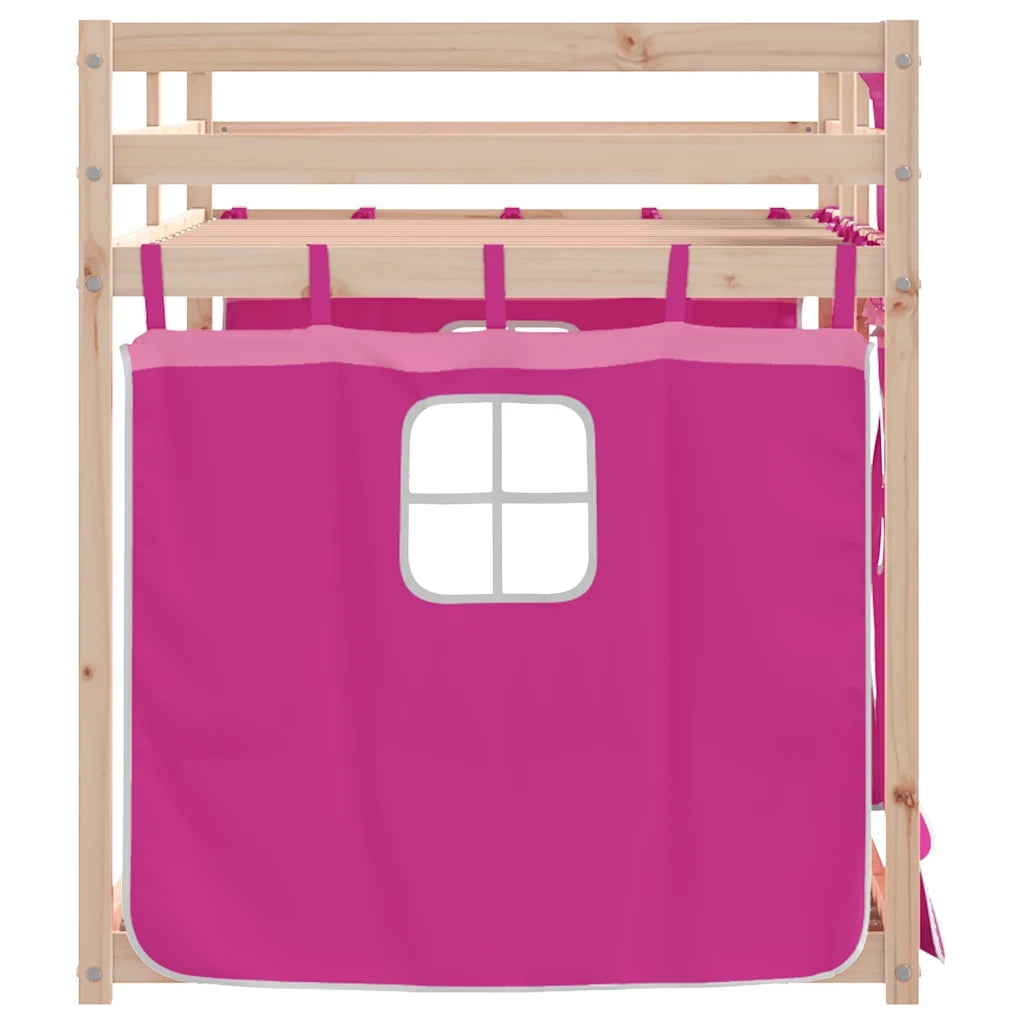 Letto a Castello senza Materasso Rosa 75x190 cm Legno di Pino