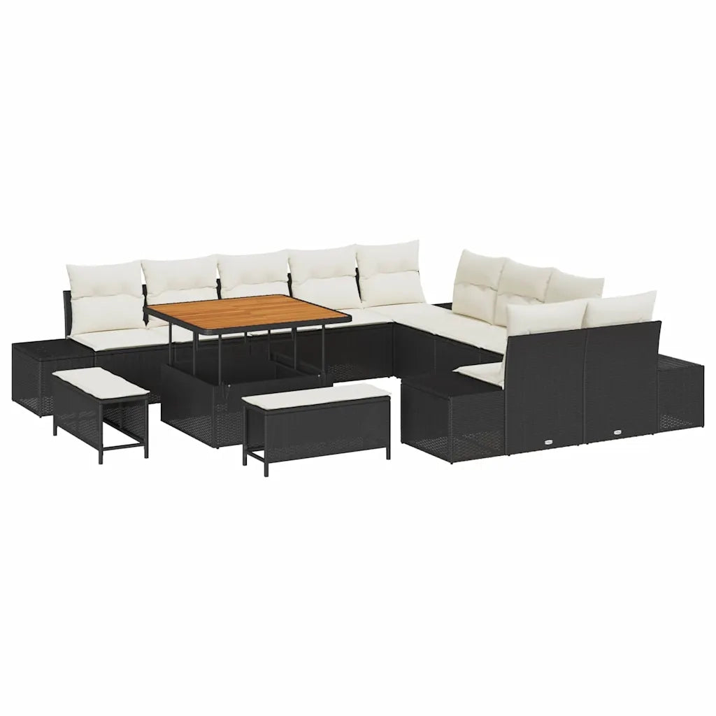 Set Divano da Giardino con cuscino 13 pcs Nero polyrattan 3362835