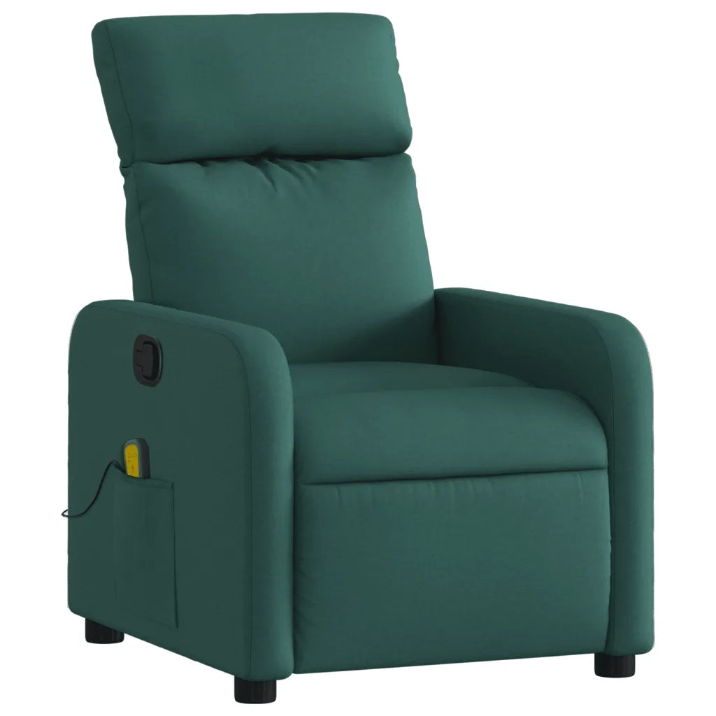 Poltrona Massaggiante Reclinabile Verde Scuro in Tessuto 374180
