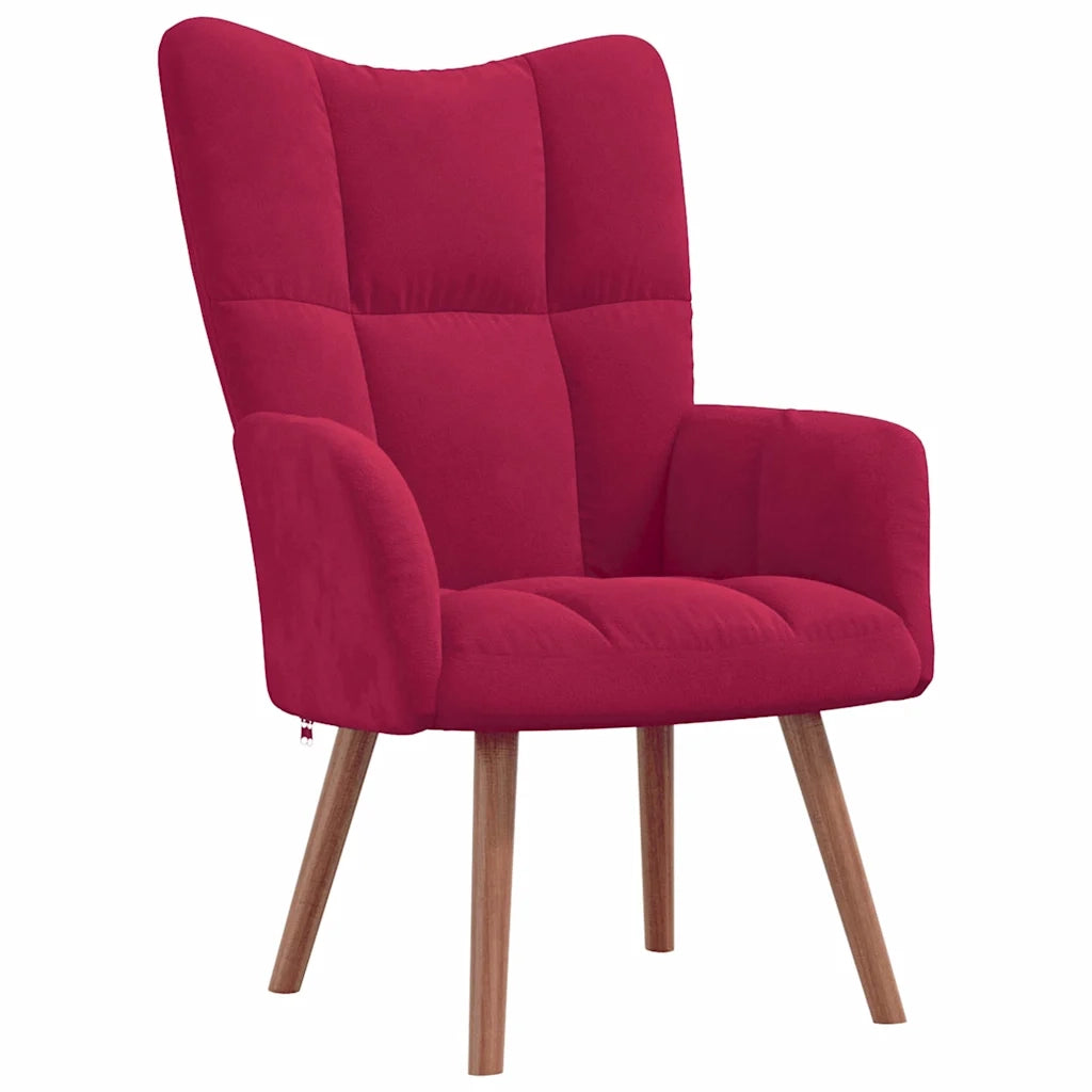 Divano Sedia-Poltrona Relax con Poggiapiedi Rosso Vino in Velluto 624754