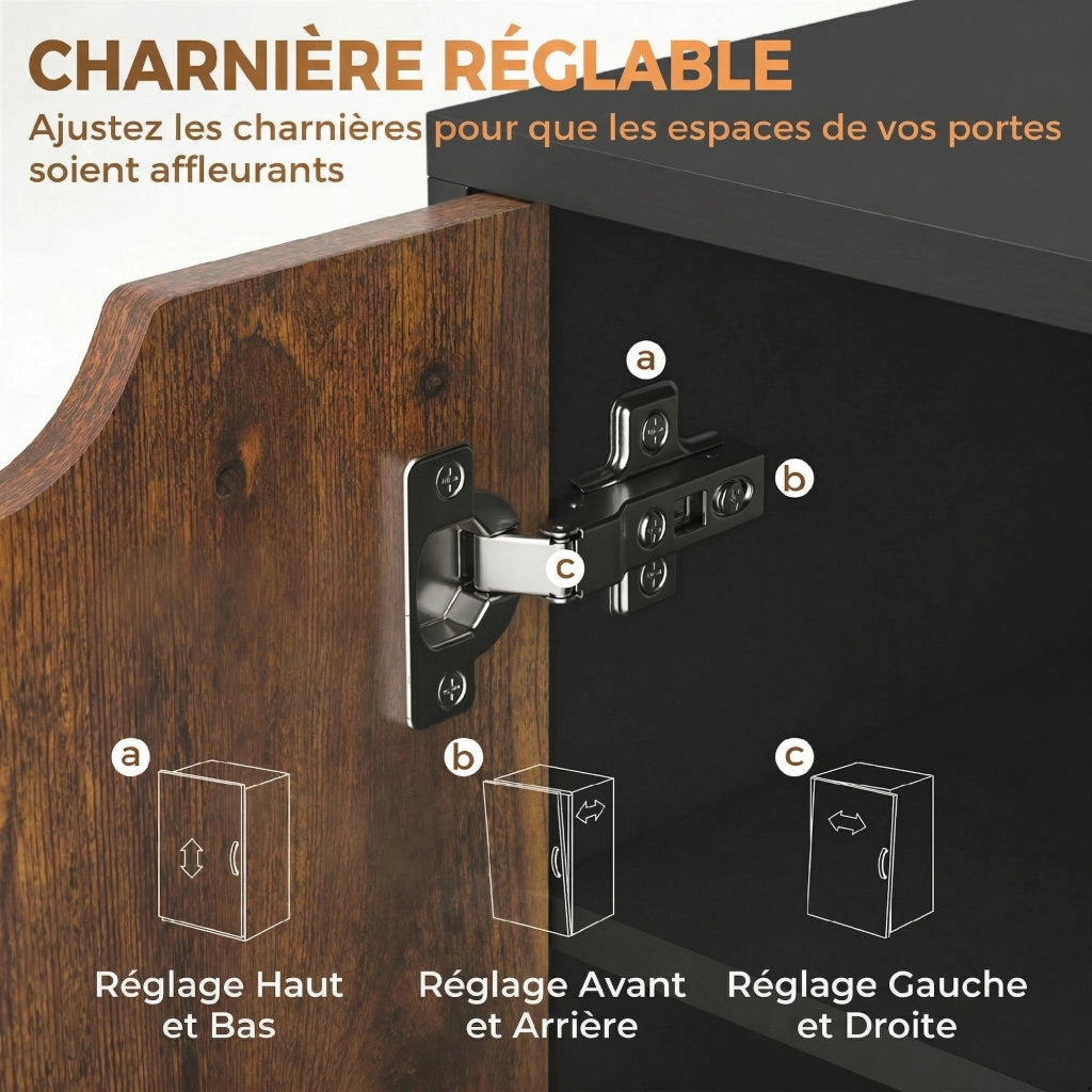Cassettiera per ufficio con 5 cassetti, 1 porta, ripiano regolabile e rotelle ¨C Xylo ¨C Marrone 78x40x66,5 cm