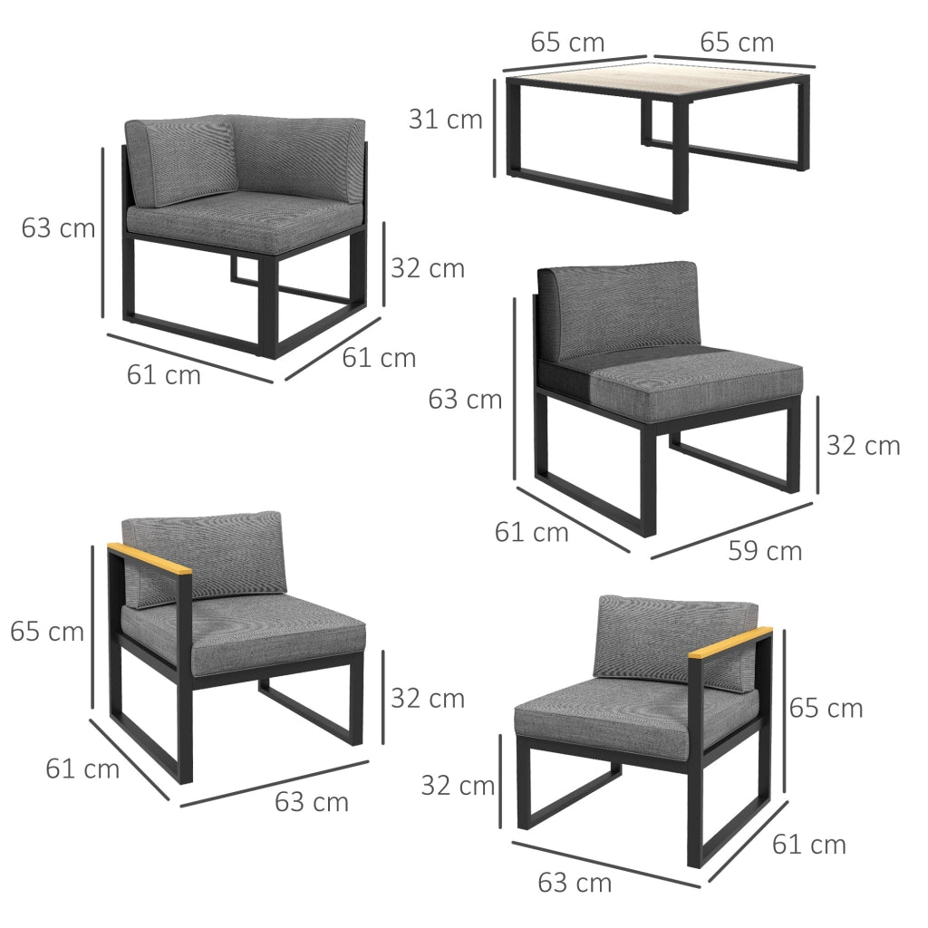 Set divano angolare da giardino esterno ¨C Zephmum ¨C 6 pezzi, alluminio