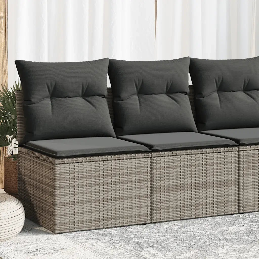 Set Divano Giardino 2 pz | Set Salotto da Giardino con Cuscini Grigio Polyrattan Acacia