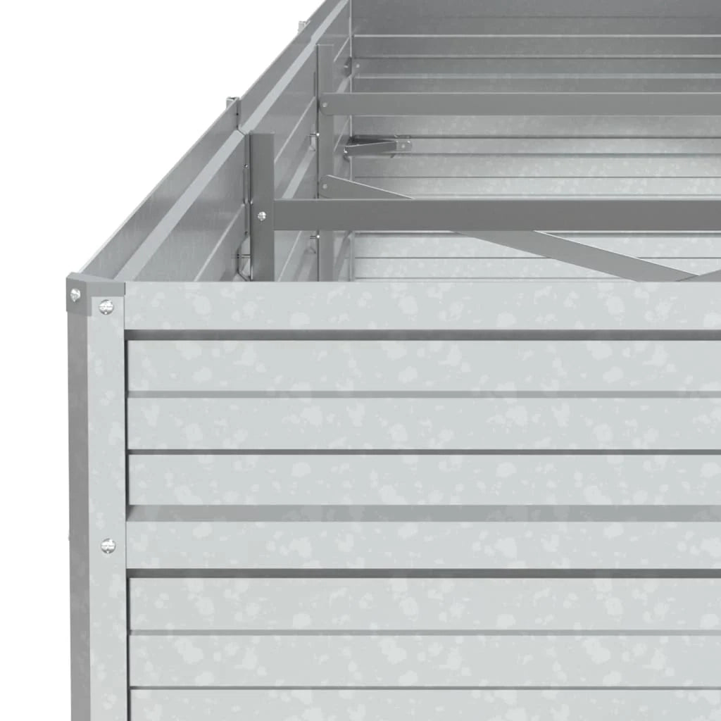 Fioriera rialzata per piante fiori patio giardino 240 x 80 x 45 cm acciaio zincato argento 02_0039413