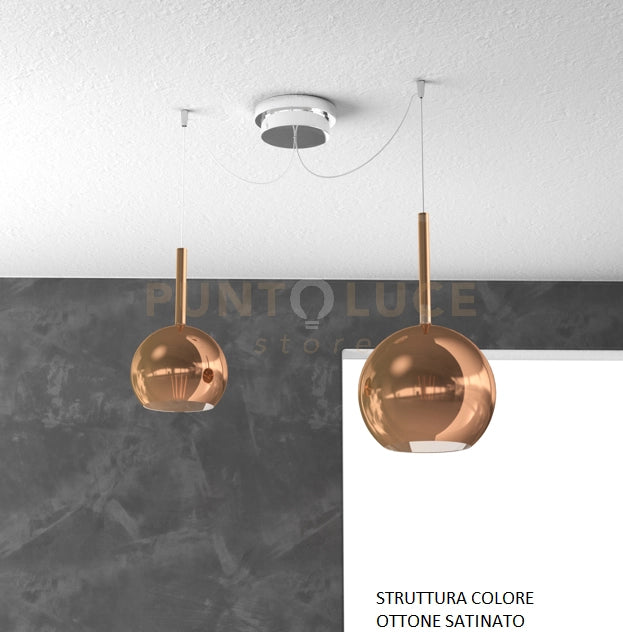 SOSP. OTTONE SAT. SPOSTABILE 2 LUCI VETRI (1 MEDIO + 1 PICCOLO)TUTTI RAME 1155OS-S2 S MIX-RA
