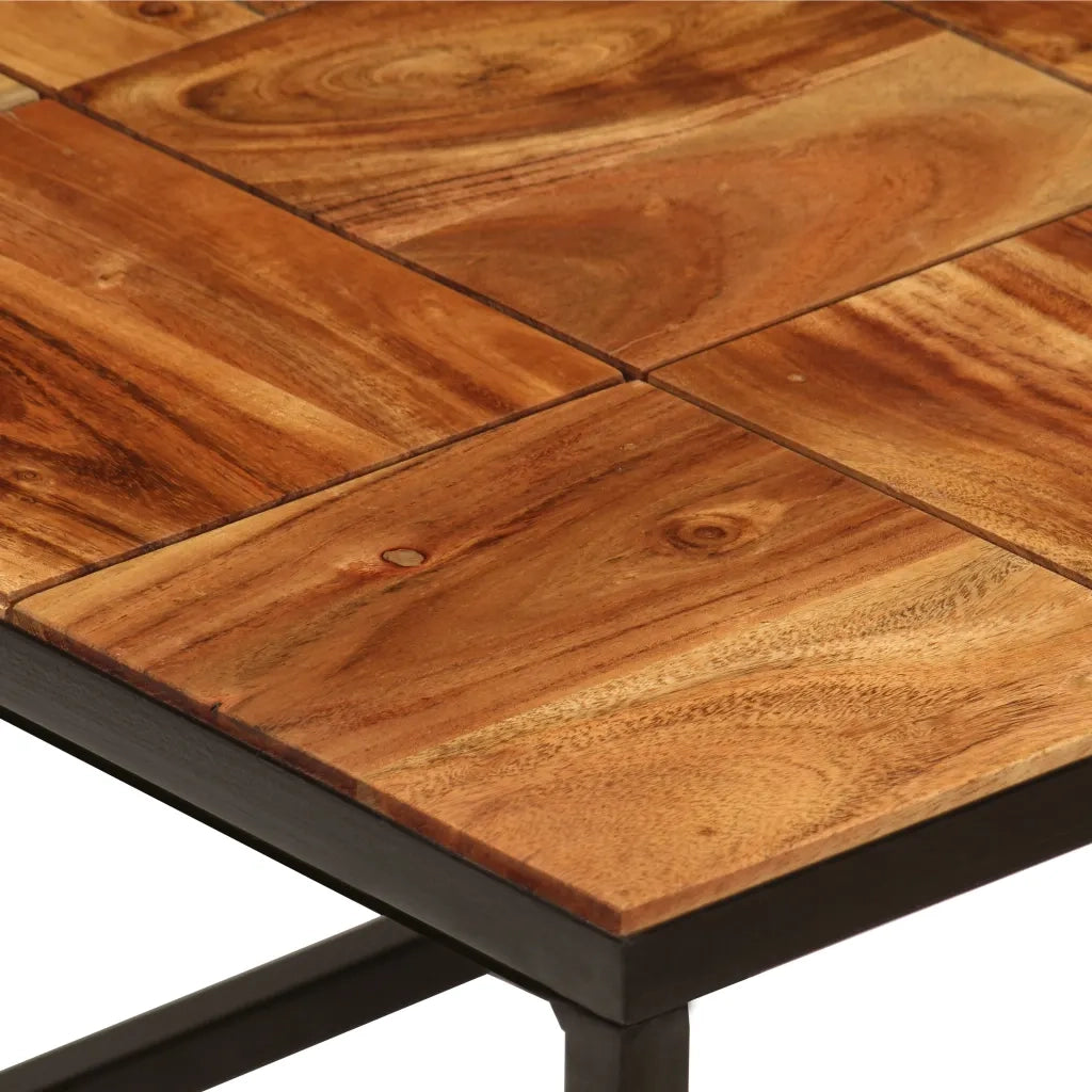 Tavolino da CaffÃ¨ 110x60x40 cm Legno Massello di Acacia Acciaio