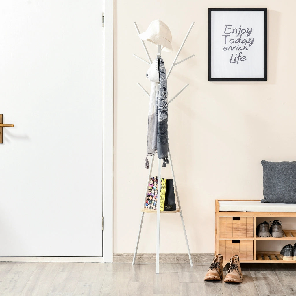 Appendiabiti con ripiano e 8 ganci ¨C zephmum ¨C bianco 80x40x150 cm