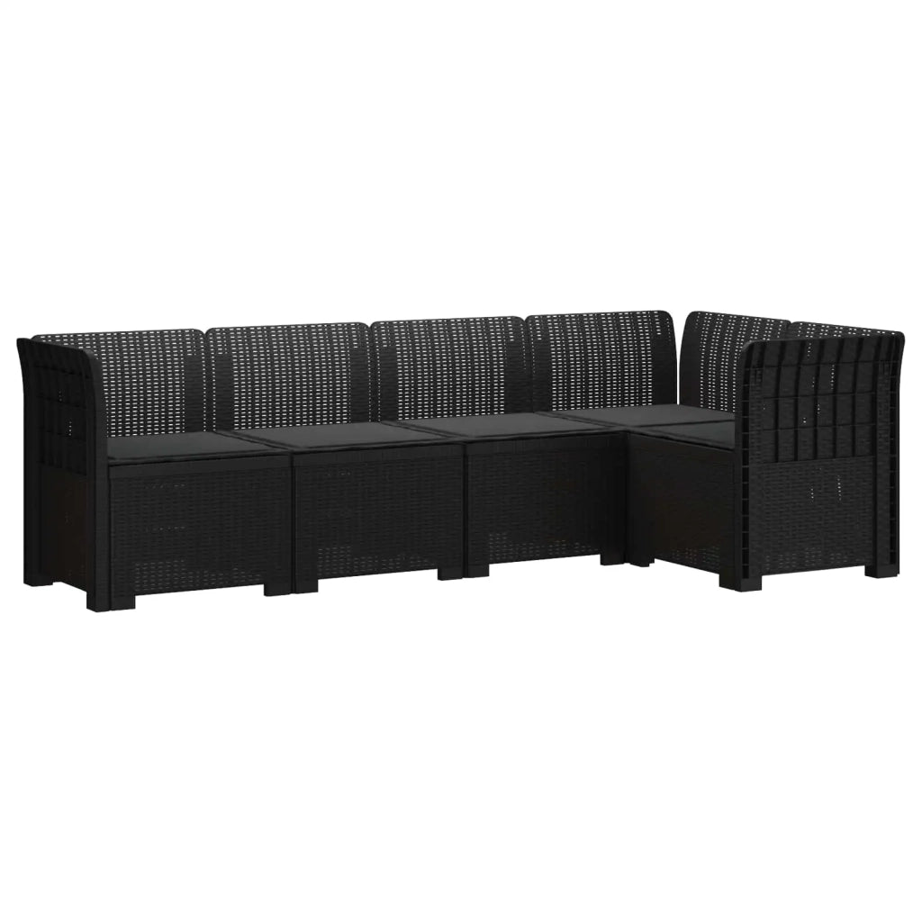 Divano da Giardino 5 Posti con Cuscini Stile Rattan PP 3444035