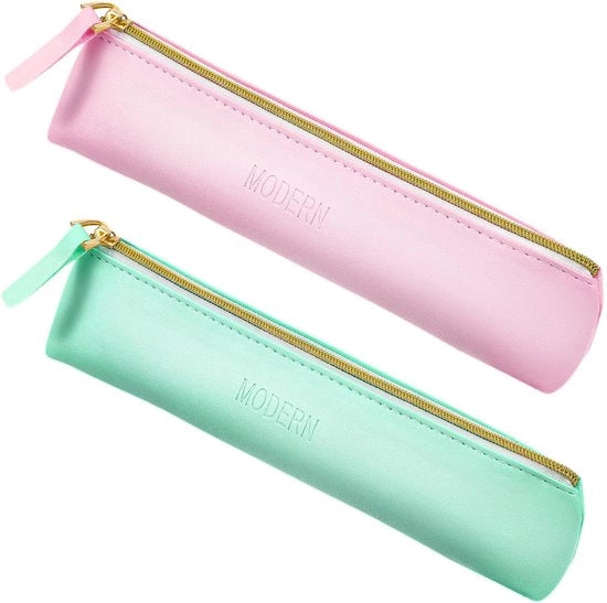 Due piccoli portachiavi in pelle per ragazze, portachiavi modaioli con chiusura a righello, facile da trasportare, per ragazze, scuola, università, ufficio, rosa, verde
