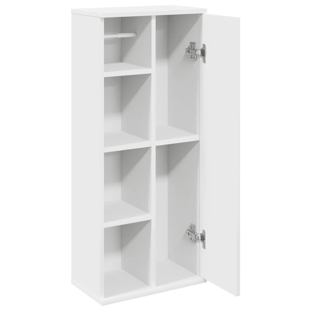 Mobile da Bagno | Armadio da bagno con Portarotolo Bianco 39x22x90 cm