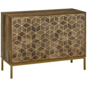 Mobile da Ingresso Moderno con Decori Dorati e Gambe in Acciaio, 99x39x75.5cm