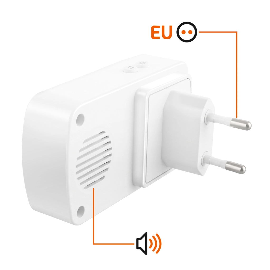 Campanello senza Fili per Casa con Suoneria alla Presa Portata 150m e LED Bianco LinQ