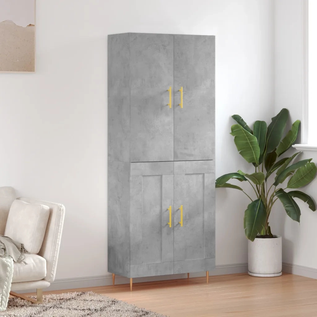 Credenza-Buffet-Armadio da cucina Grigio Cemento 69,5x34x180 cm in Legno Multistrato 426666