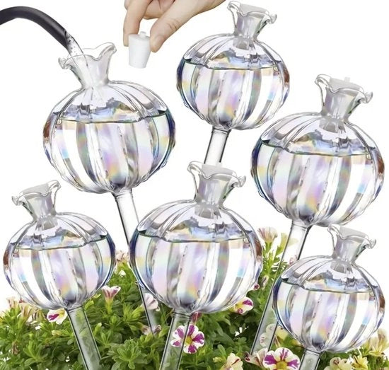 Sistemi di Irrigazione Automatici - 6 Pezzi - Giocchi d'Acqua a Forma di Cactus - Per Piante da Interno e Esterno - In Vetro Translucido