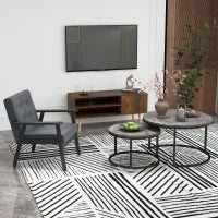 Set di 2 Tavolini da SaSet Impilabili Design Industriale Piano Effetto Cemento Piedi in Metallo, Grigio