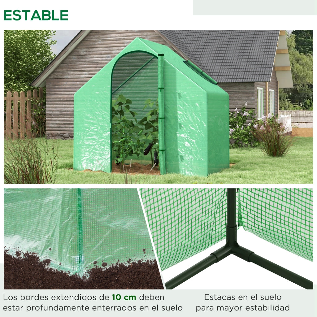 Serra da Giardino con Finestra e Porta con Cerniera ¨C Xylo ¨C Telaio Acciaio 180x100x168 cm Verde